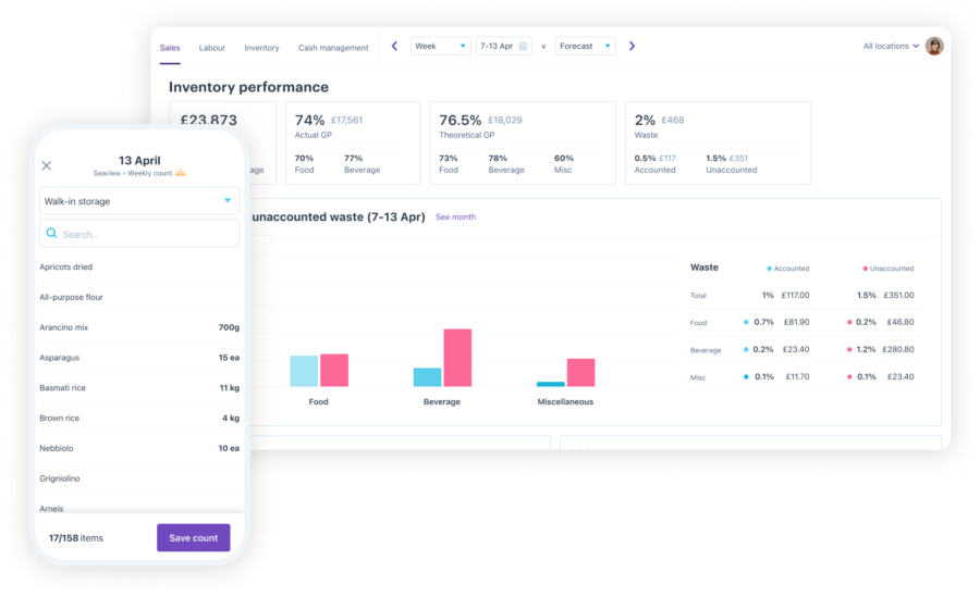 Nory inventory management dashboard on desktop and mobile