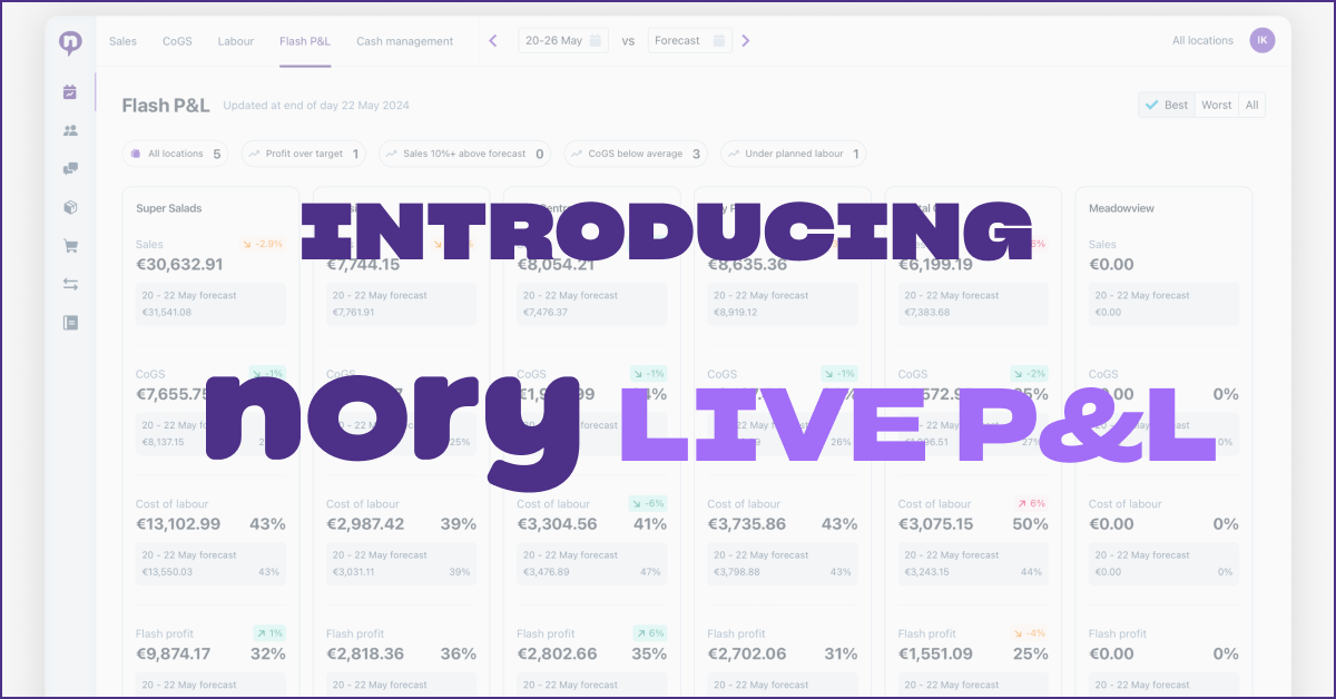 Nory Live P&L: the power to drive restaurant growth with live data