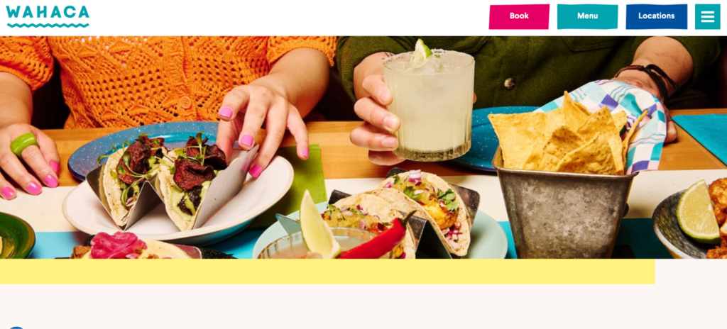 Visual of the Wahaca homepage