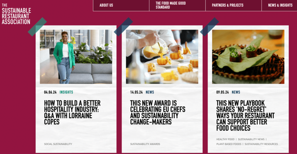 Visual of the Sustainable Restaurant Association insights and news