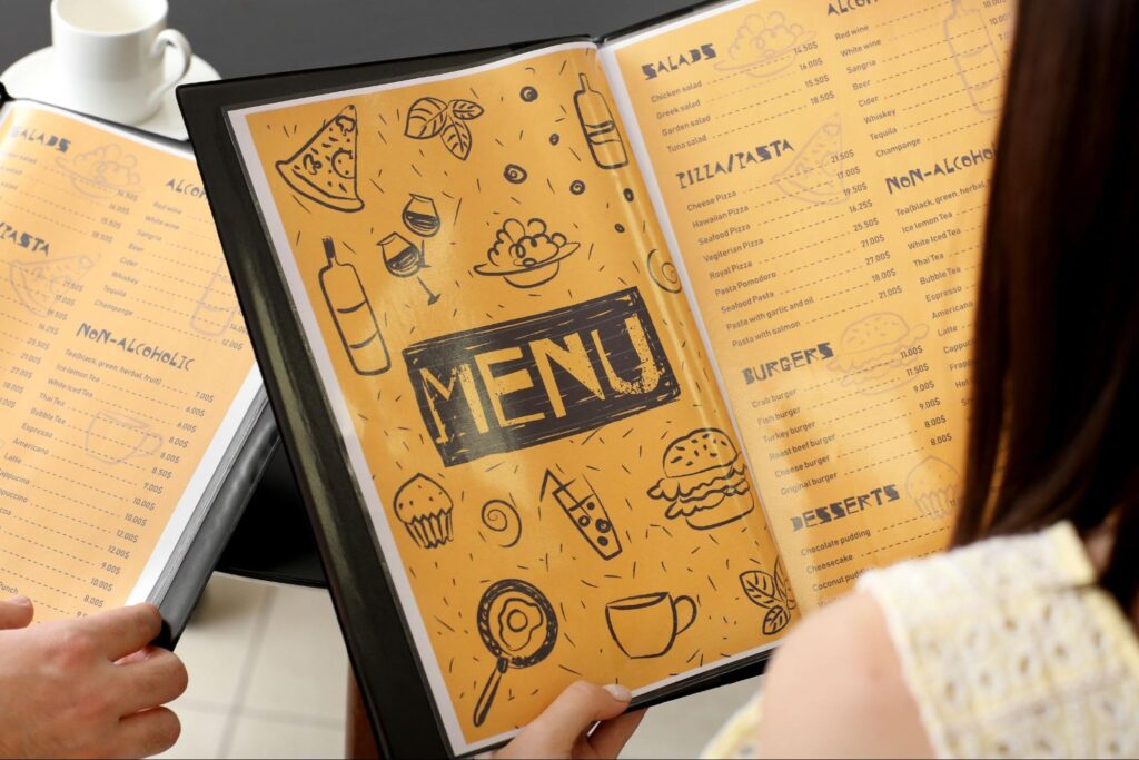 Crafting aesthetic restaurant menus