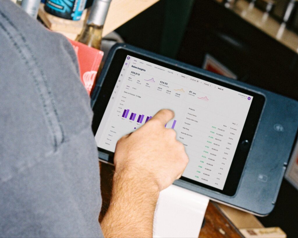 Operator using Nory's sales insights on a tablet